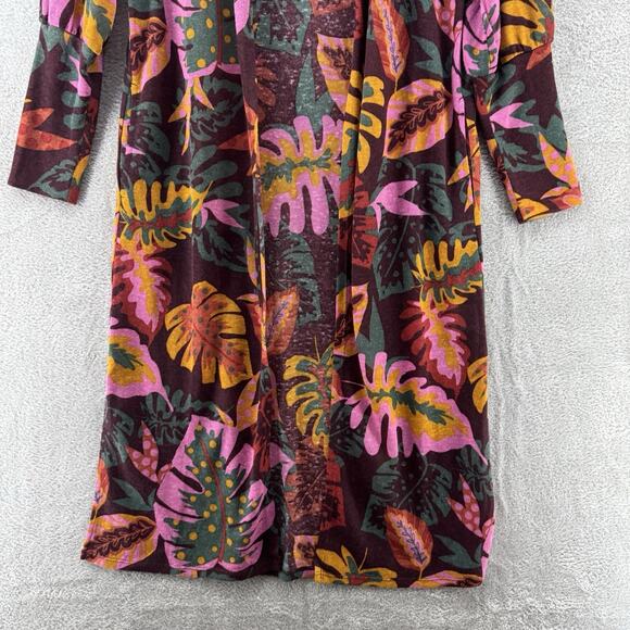 GILI Cardigan Women XXS Burgundy Floral Long Open Front Long Sleeve Boho Art - Picture 4 of 13